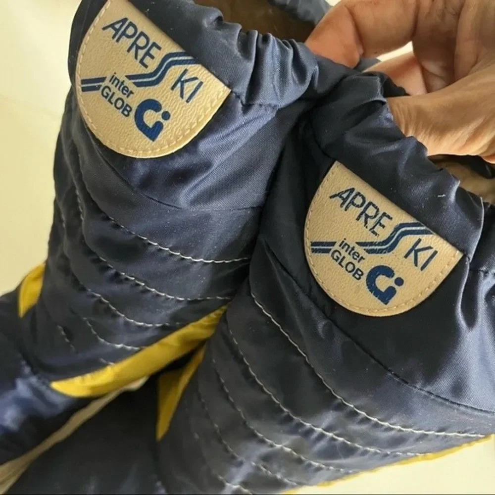 APRES SKI Blue Yellow Nylon Rubber Boots Moon Boots